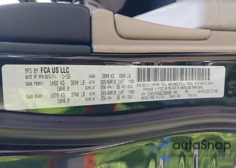 2016 Jeep Grand Cherokee Limited из США, поврежденный, VIN 1C4RJFBG6GC328498